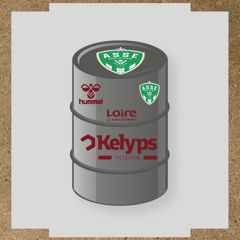Kit de 4 stickers ASSE pour baril décoratif, mettant en avant le logo principal ASSE. couleur:rouge bordeaux