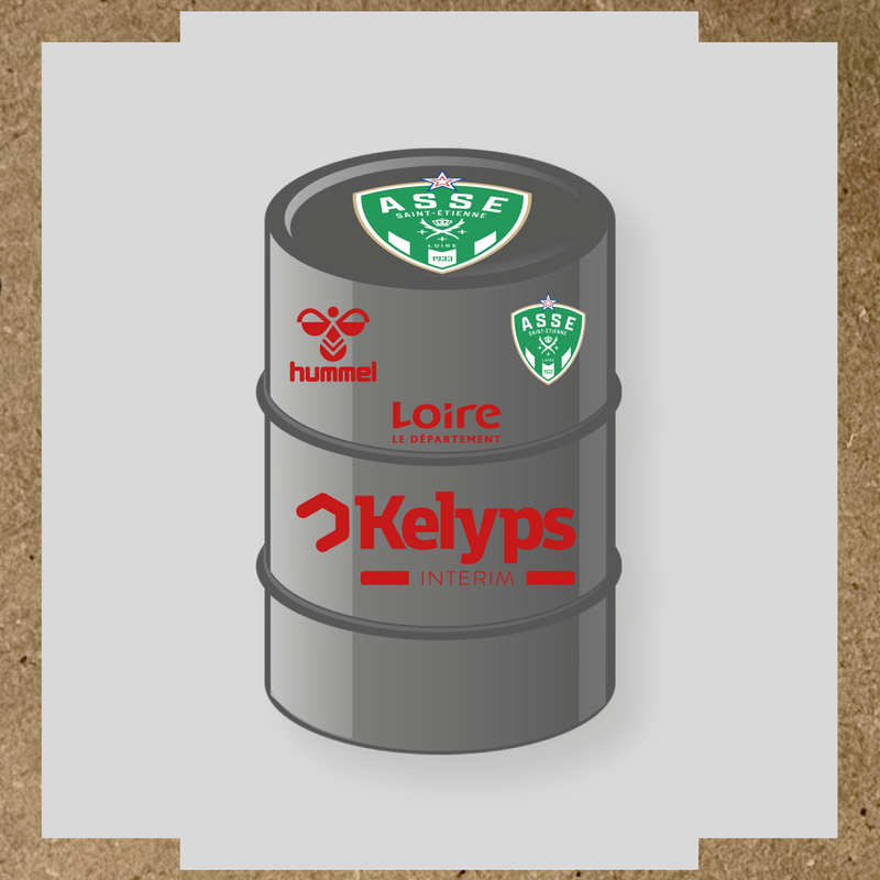 Kit de 4 stickers ASSE pour baril décoratif, mettant en avant le logo principal ASSE. couleur:rouge foncé