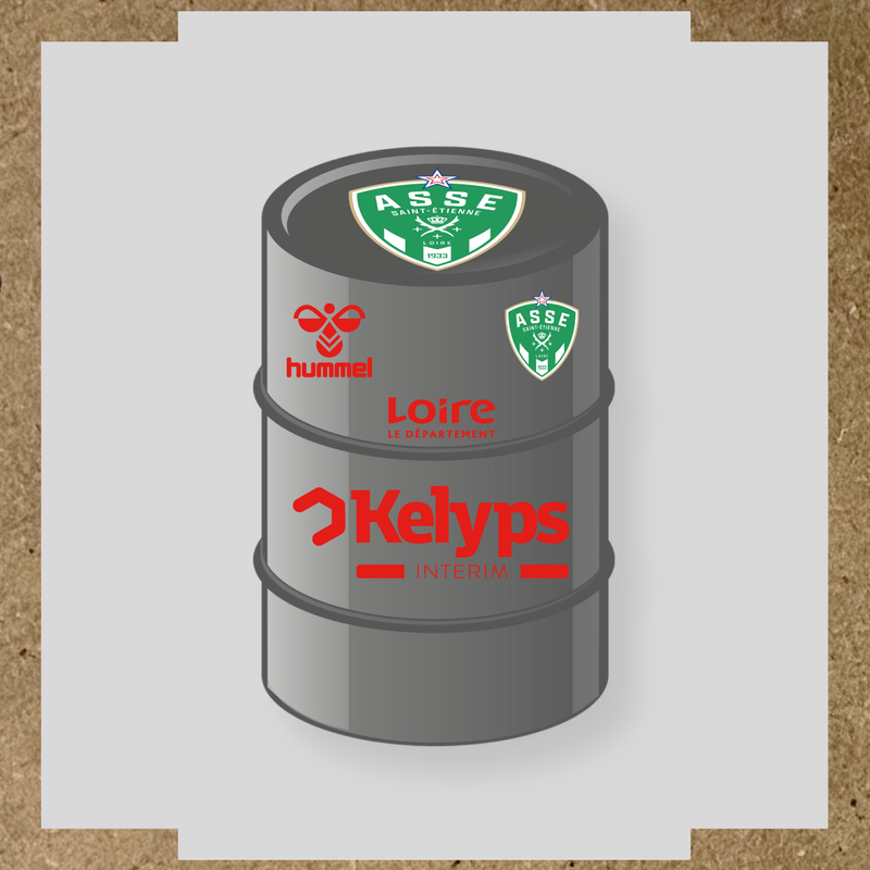 Kit de 4 stickers ASSE pour baril décoratif, mettant en avant le logo principal ASSE. couleur:rouge vif
