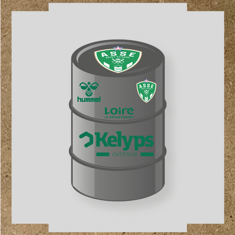 Kit de 4 stickers ASSE pour baril décoratif, mettant en avant le logo principal ASSE. couleur:vert émeraude