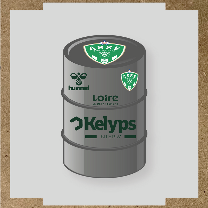 Kit de 4 stickers ASSE pour baril décoratif, mettant en avant le logo principal ASSE. couleur:vert forêt
