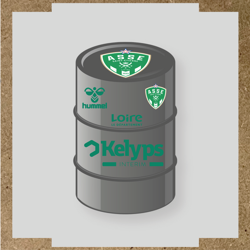 Kit de 4 stickers ASSE pour baril décoratif, mettant en avant le logo principal ASSE. couleur:vert jade