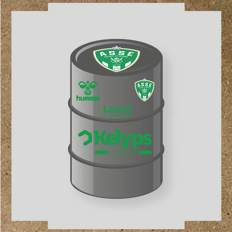 Kit de 4 stickers ASSE pour baril décoratif, mettant en avant le logo principal ASSE. couleur:vert vif